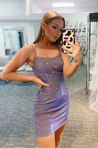 Sexy Paillettenbesetzte Spaghettiträger V-Ausschnitt Trägerlos Homecoming-Kleid