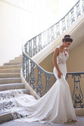 Sexy Trägertop-Hochzeitskleid | Meerjungfrau-Chiffon-Spitzen-Brautkleid