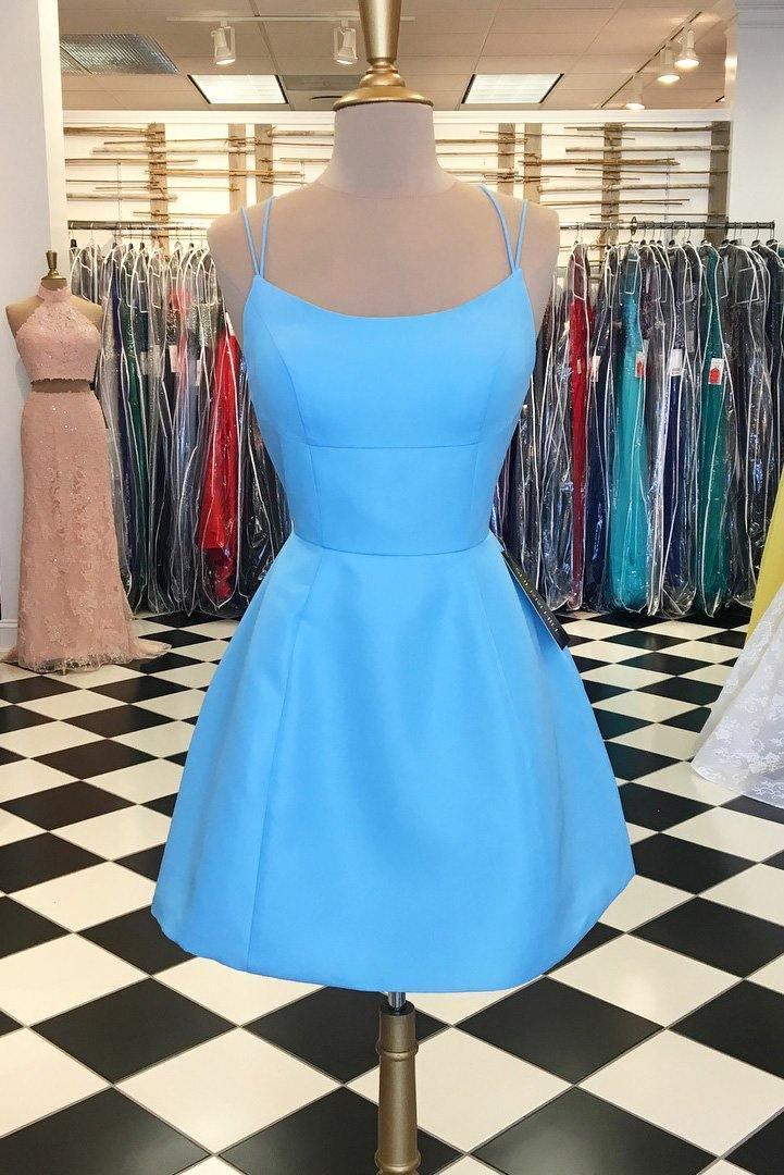 Sexy Träger Kurzes Rosa Heimkehrkleid Mit Taschen PD102