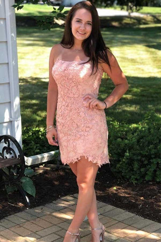 Sexy trägerloses, enges, rotes, kurzes Ballkleid aus Spitze für die Heimkehr PD394