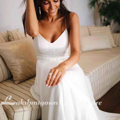 NumberSea Sexy Sommer Brautkleid mit Spitzenapplikation
