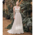 NumberSea Robe de mariée dos nu en dentelle et mousseline sans manches sexy et romantique