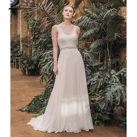 NumberSea Sexy Liebsten Ärmellose Tank Spitze Chiffon Rückenfreie Brautkleider