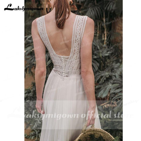 NumberSea Sexy Liebsten Ärmellose Tank Spitze Chiffon Rückenfreie Brautkleider