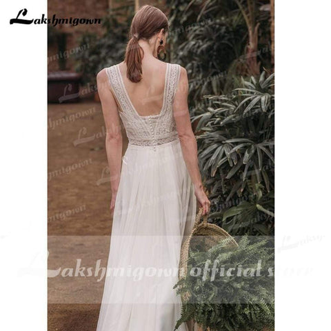 NumberSea Sexy Liebsten Ärmellose Tank Spitze Chiffon Rückenfreie Brautkleider