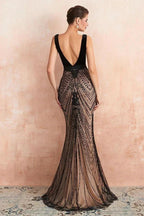 Sexy V-Neck Slim Mermaid Evening Gown Sleeveless Prom Dress by misshow.com