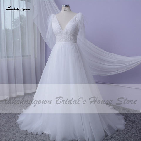 NumberSea Sexy Brautkleid A-Linie 2021 Brautkleider V-Ausschnitt