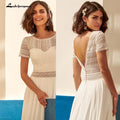 Robe de mariée sexy NumberSea en taille plus, en mousseline de soie pour plage, avec dentelle