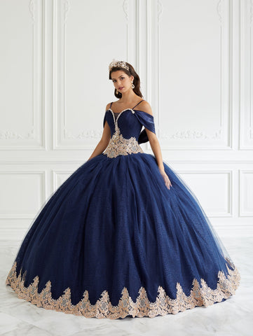 Quinceanera-Kleid mit Schalkragen und Spitze von LA Glitter 24095