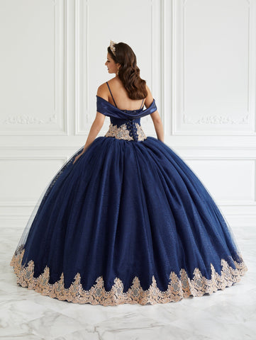 Quinceanera-Kleid mit Schalkragen und Spitze von LA Glitter 24095