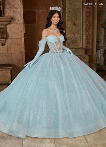 Transparentes Korsett-Glitzer-Quinceanera-Kleid von Rachel Allan RQ2183