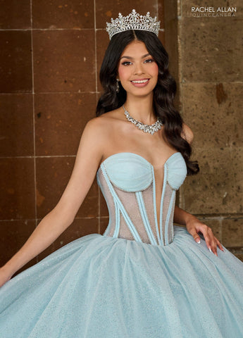 Transparentes Korsett-Glitzer-Quinceanera-Kleid von Rachel Allan RQ2183