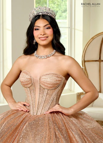 Transparentes Korsett-Glitzer-Quinceanera-Kleid von Rachel Allan RQ2183