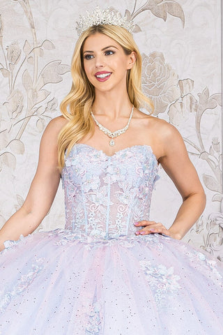 Transparentes Korsett-Ballkleid mit Herzausschnitt von Petite Adele PQ1022