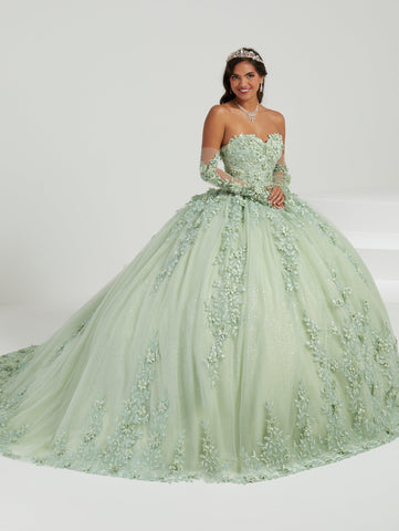 Transparentes Quinceanera-Kleid mit Cape-Handschuh von House of Wu 26070