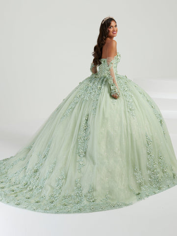 Transparentes Quinceanera-Kleid mit Cape-Handschuh von House of Wu 26070