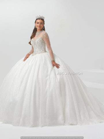 Transparentes Quinceanera-Kleid mit langen Ärmeln von House of Wu 26009