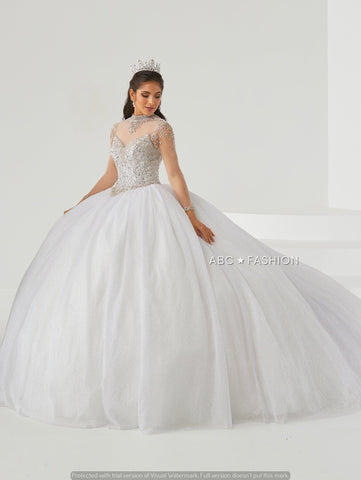 Transparentes Quinceanera-Kleid mit langen Ärmeln von House of Wu 26009