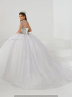 Sheer Long Sleeve Quinceanera Dress by House of Wu 26009