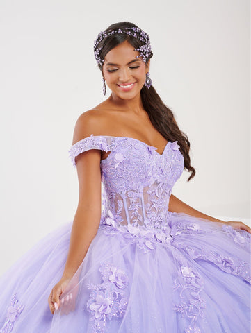 Transparentes schulterfreies Quinceanera-Kleid von Fiesta Gowns 56496