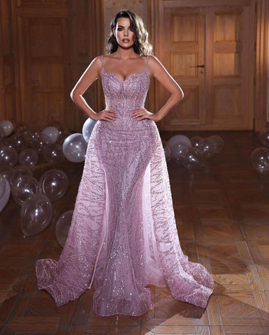 Long Sweetheart Spaghetti Straps Mermaid Evening Formal Dress