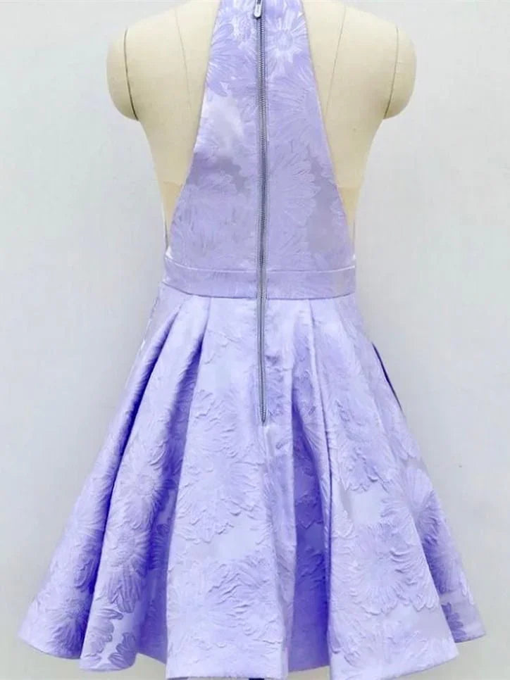 Kurzes A-Linien-Kleid mit tiefem V-Ausschnitt, Trägertops und ohne Ärmel für den Homecoming-Ball