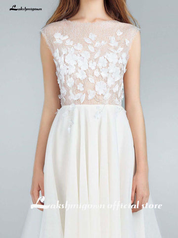Vestidos de noiva curtos NumberSea Country à altura do joelho e renda