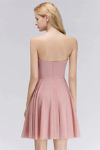 Short Pink Sweetheart Simple Bridesmaid Dresses Sleeveless Homecoming Dress by misshow.com
