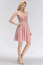 Short Pink Sweetheart Simple Bridesmaid Dresses Sleeveless Homecoming Dress by misshow.com