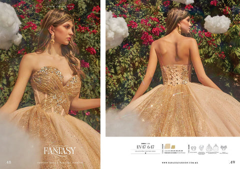 Kurzärmliges trägerloses Quinceanera-Kleid von Ragazza EV47-647