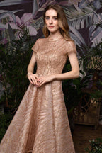 Short Sleeves Sequins Beading Hi-Lo Cocktail Dress by misshow.com