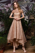 Short Sleeves Sequins Beading Hi-Lo Cocktail Dress by misshow.com