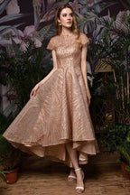 Short Sleeves Sequins Beading Hi-Lo Cocktail Dress by misshow.com