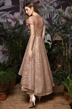 Short Sleeves Sequins Beading Hi-Lo Cocktail Dress by misshow.com