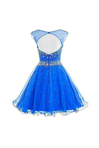Kurzes Tüll-Abschlussballkleid mit Perlenbesatz PG077