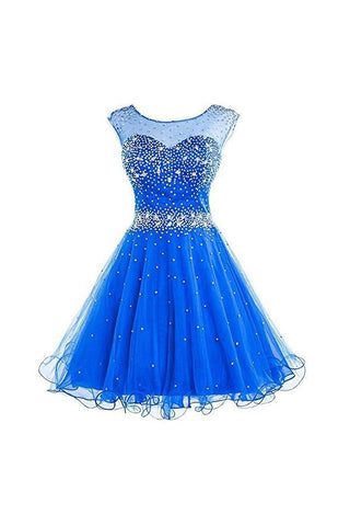 Kurzes Tüll-Abschlussballkleid mit Perlenbesatz PG077