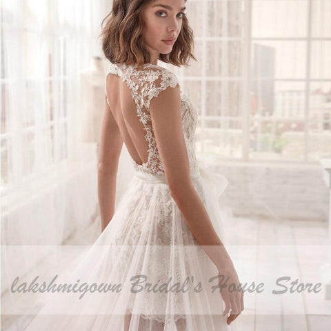 Vestido de noiva curto NumberSea Boho Beach Vintage Lace Bridal Dresses