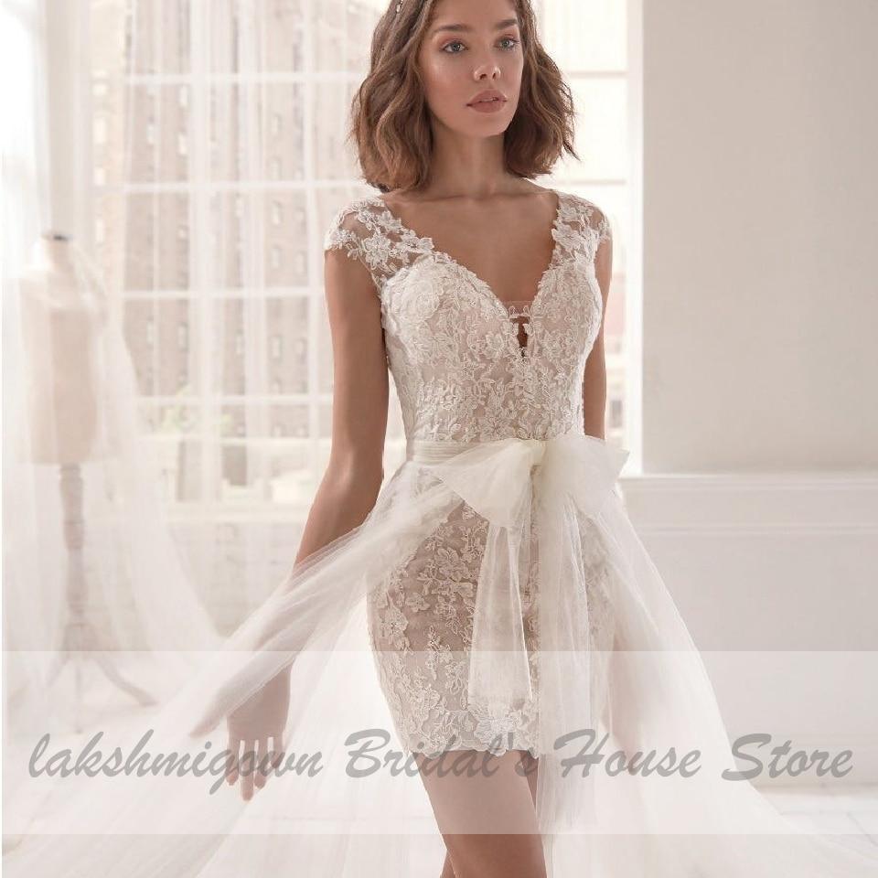 NumberSea Short Wedding Dress Boho Beach Vintage Lace Bridal Dresses