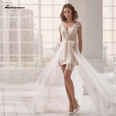 Vestido de noiva curto NumberSea Boho Beach Vintage Lace Bridal Dresses