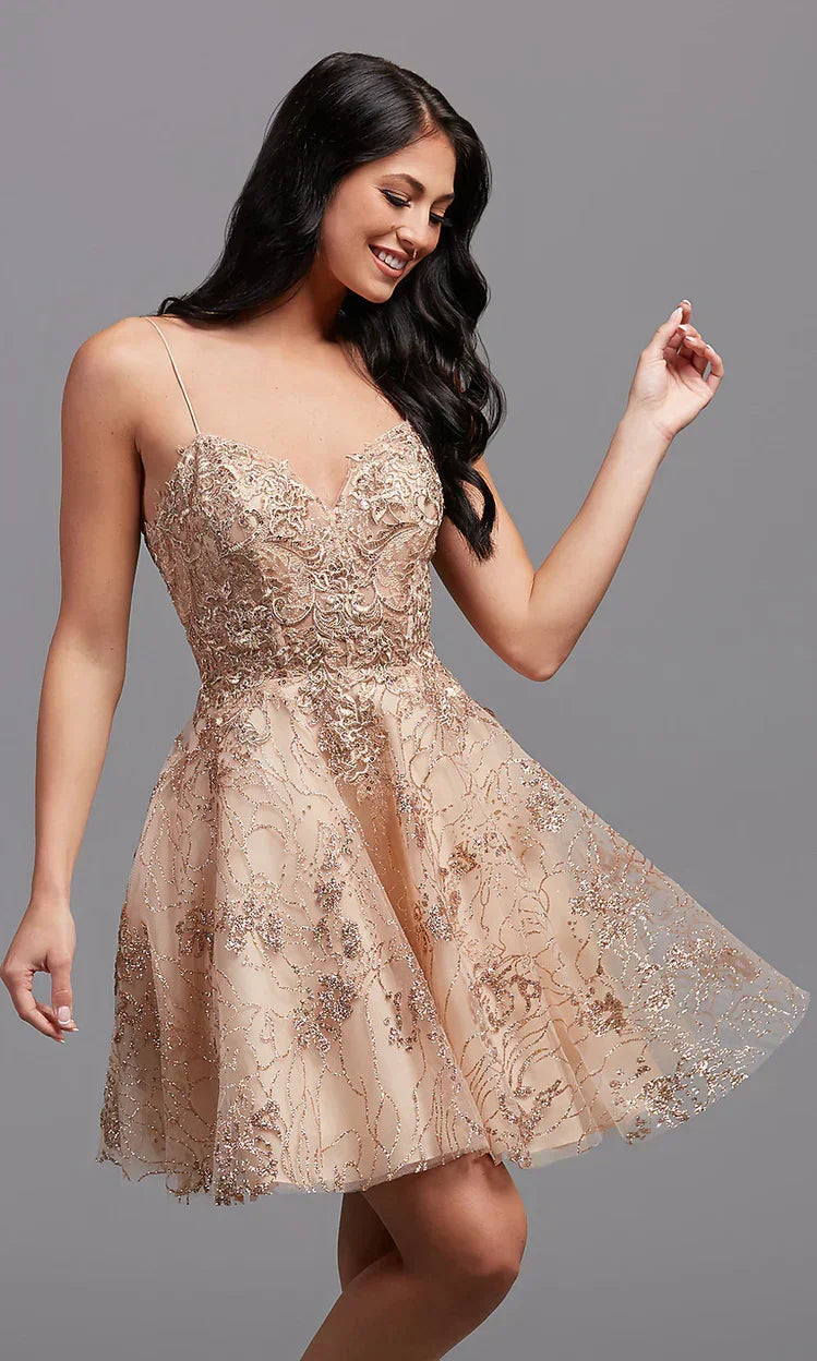 Kurzes Gold Homecoming-Kleid SYH83