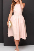 Robe de bal de promo courte dos nu rose simple ligne A PD365