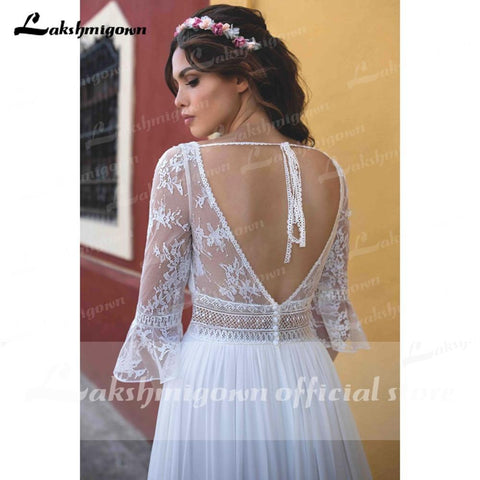 NumberSea Einfaches A-Linien-Brautkleid für den Strand und den Sommer