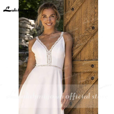 Vestido de noiva simples de praia NumberSea Princesse A Line