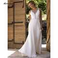 NumberSea Robe de mariée simple de plage Princesse en ligne A