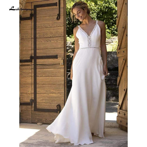 Vestido de noiva simples de praia NumberSea Princesse A Line