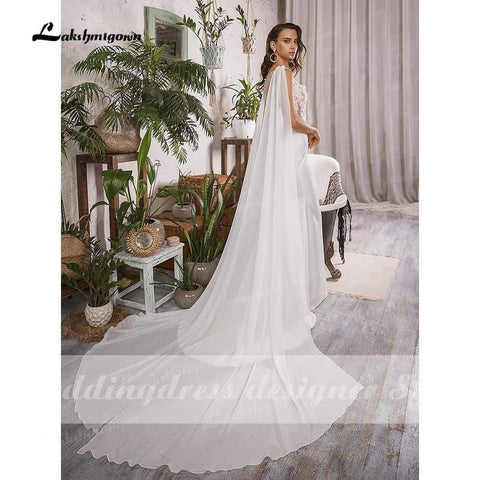 NumberSea Vestidos de noiva estilo sereia, estilo boho, simples, com decote redondo, sem mangas, cetim, elegantes, aplicações de renda, vestido de noiva