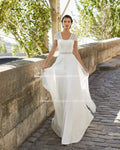 Robe de plage de mariage simple à manches courtes et bustier en dentelle NumberSea