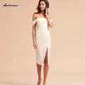 NumberSea Einfaches Strandkleid aus elfenbeinfarbenem Satin, sexy Brautkleider