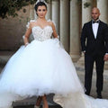 NumberSea Robes de Mariée Simples en Dentelle à Manches Demi-longues en Satin