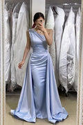 Vestido de noite comprido azul sem mangas estilo sereia